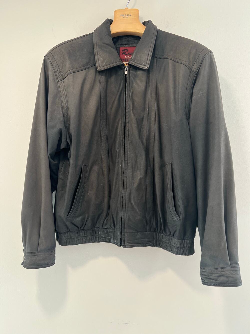 Vintage Reed Leather Men's Bomber Jacket Black Size 42 JL